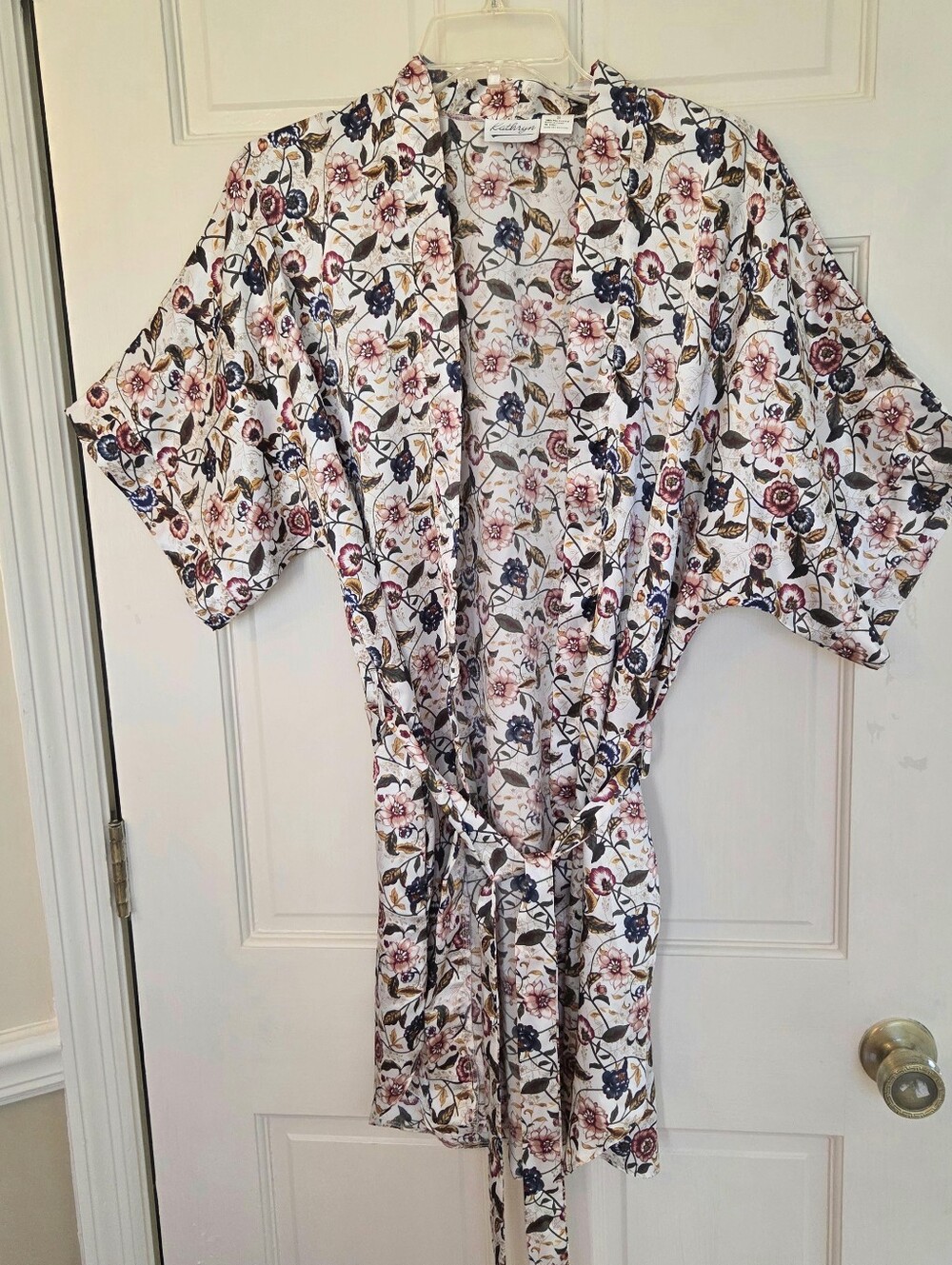Vintage 90's Kathryn Lingerie Kimono Robe Floral Satin S